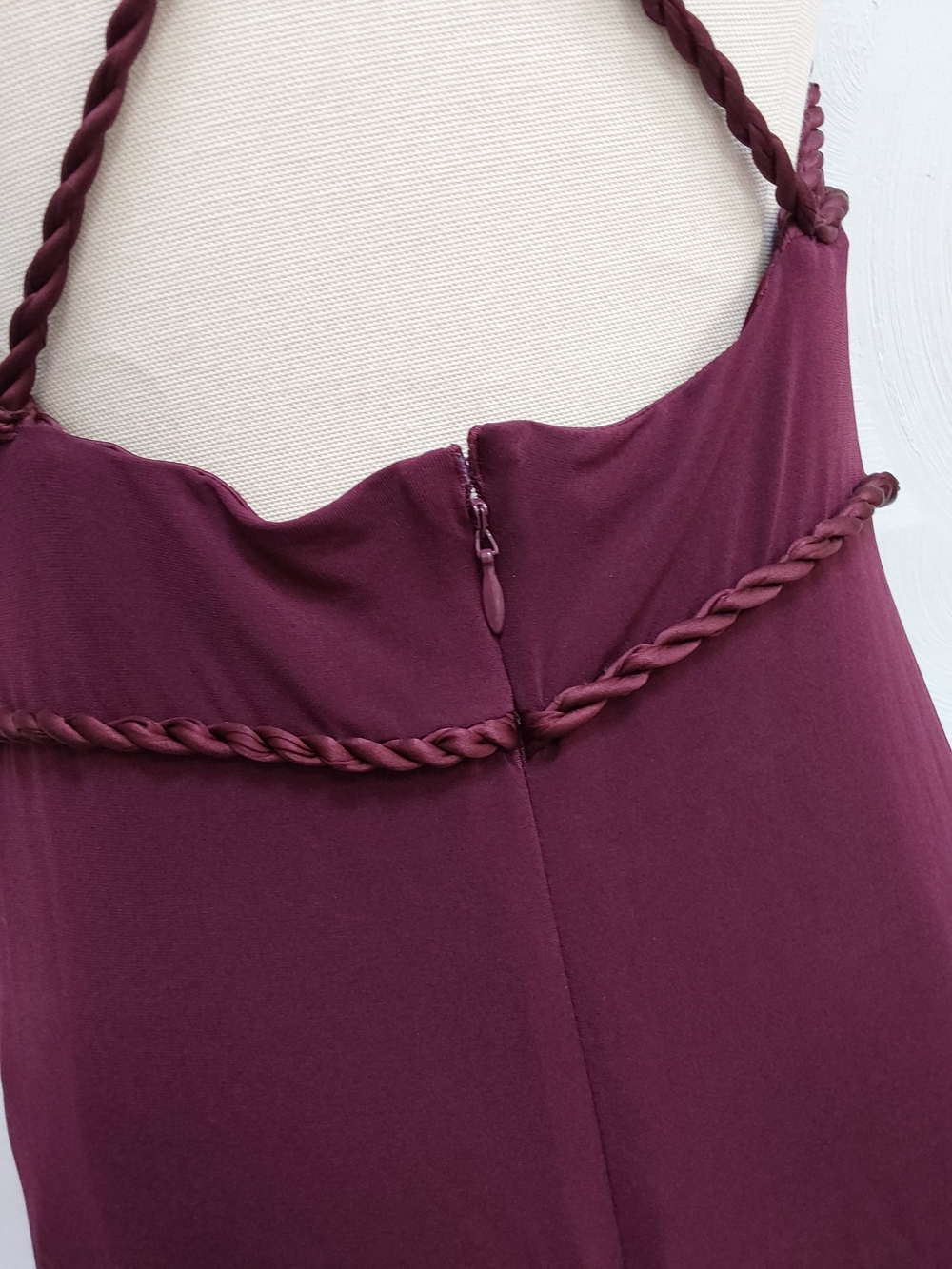 Bebe  Dancing Girl Slip Dress Burgundy Small Low Rope Back - Picture 5 of 8